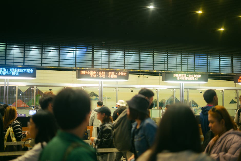 Incheon Airport AREX train station, passport control security line