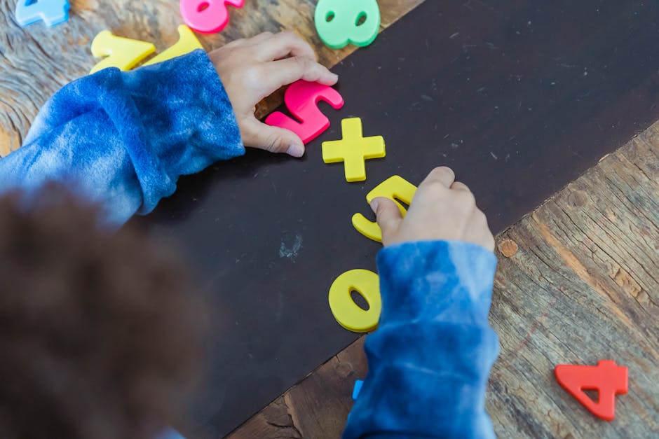 elementary school math, child studying numbers, math foundation